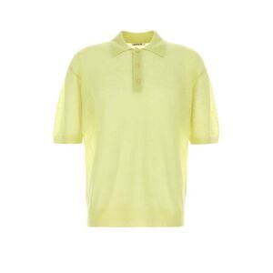 Auralee Men Acid Green Mohair Blend Polo Shirt